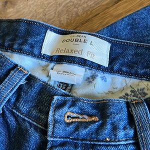 LL Bean Double L Relaxed Fit flannel lined jeans.